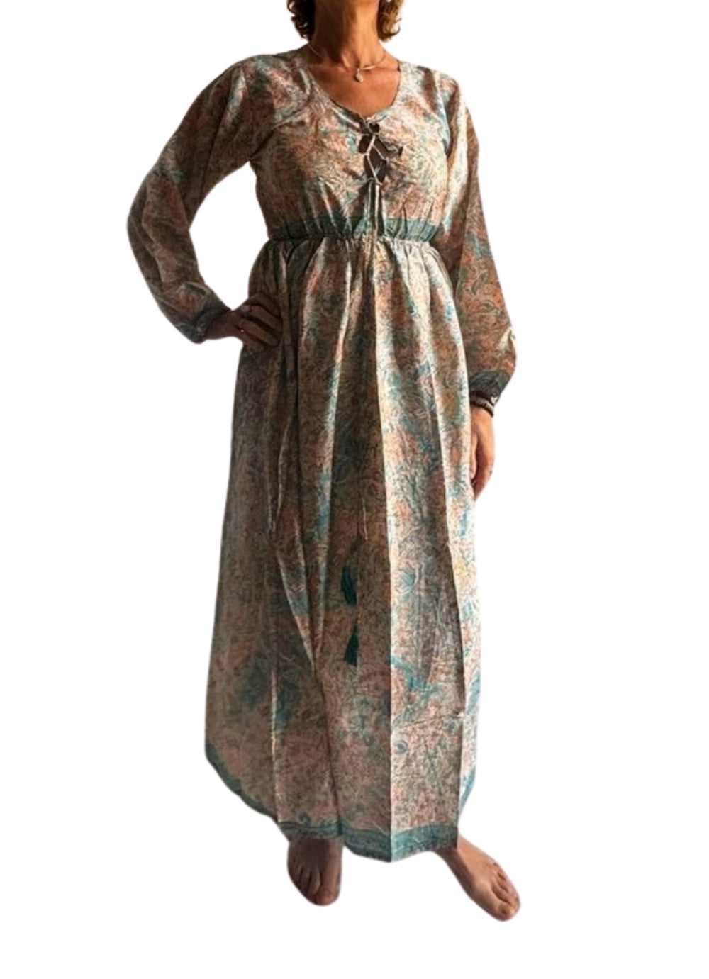 Vestido indio estampado de seda