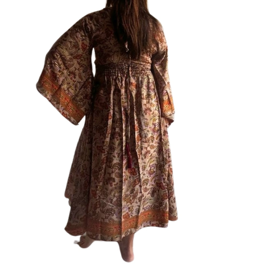 Vestido indio estampado de seda