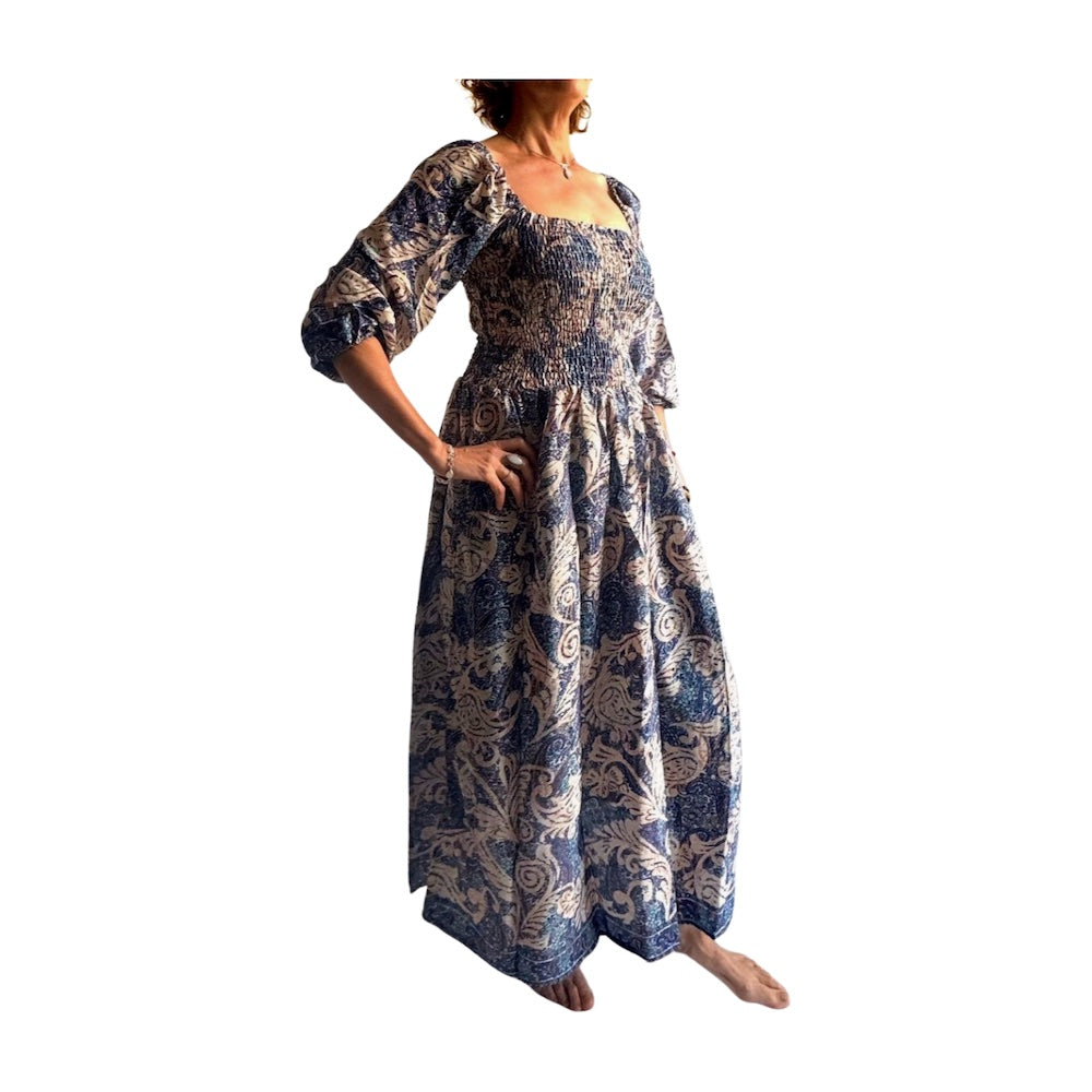 Vestido indio estampado de seda