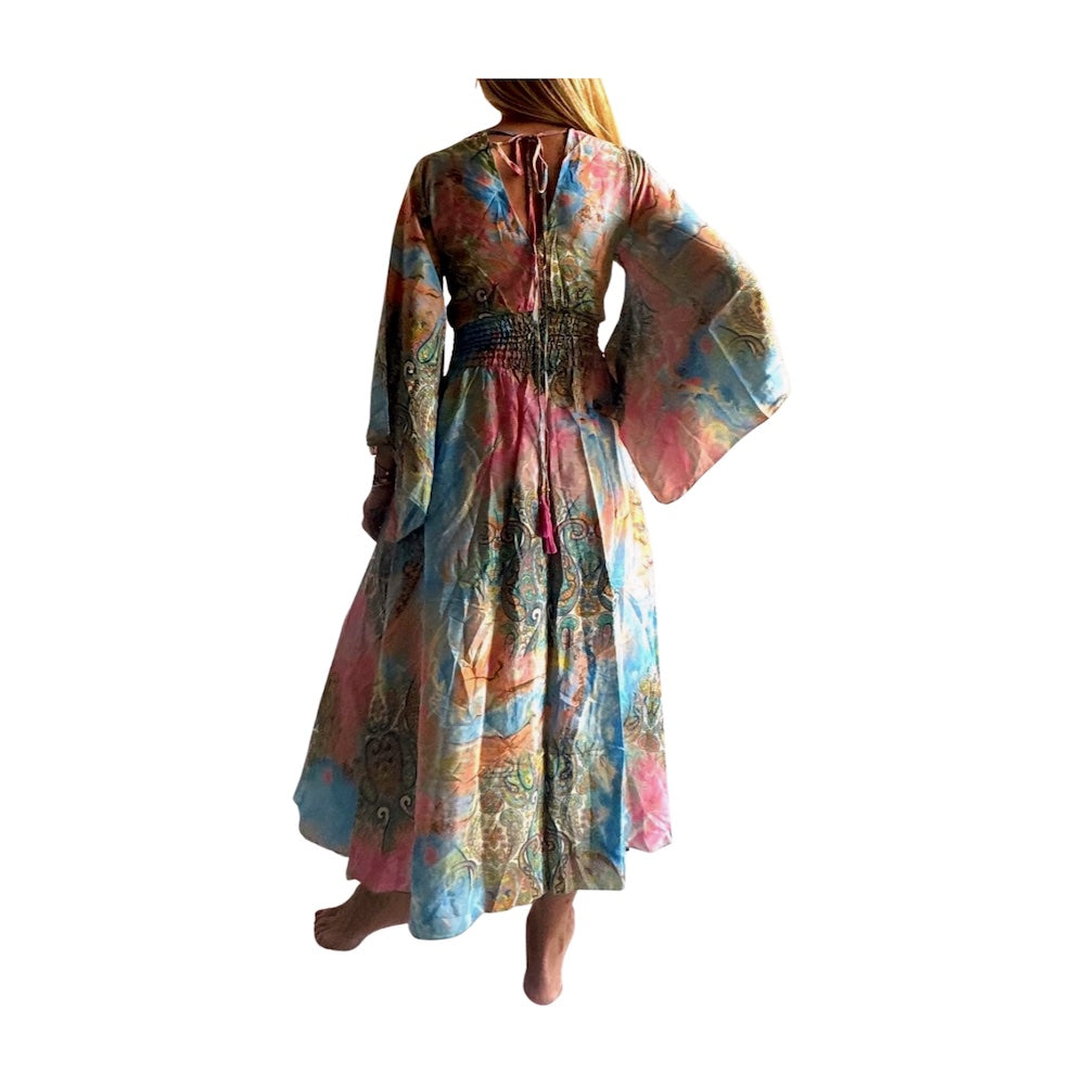 Vestido indio estampado de seda