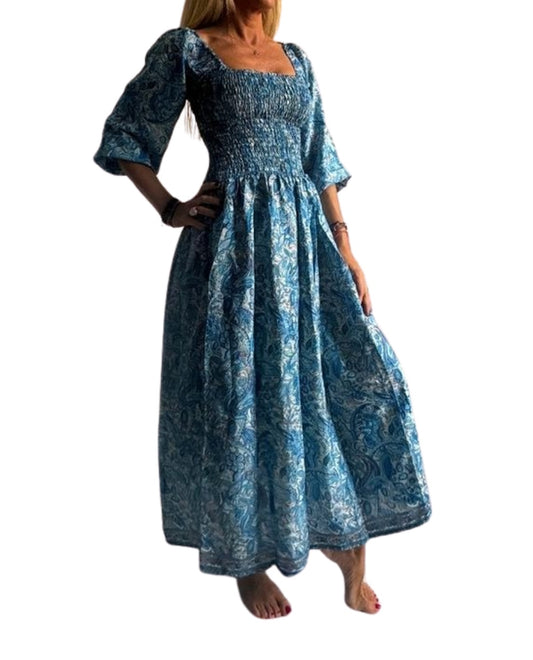 Vestido indio estampado de seda