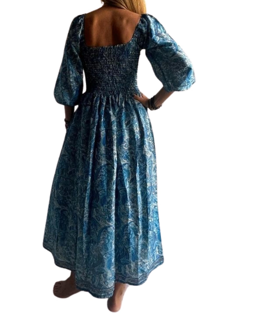 Vestido indio estampado de seda
