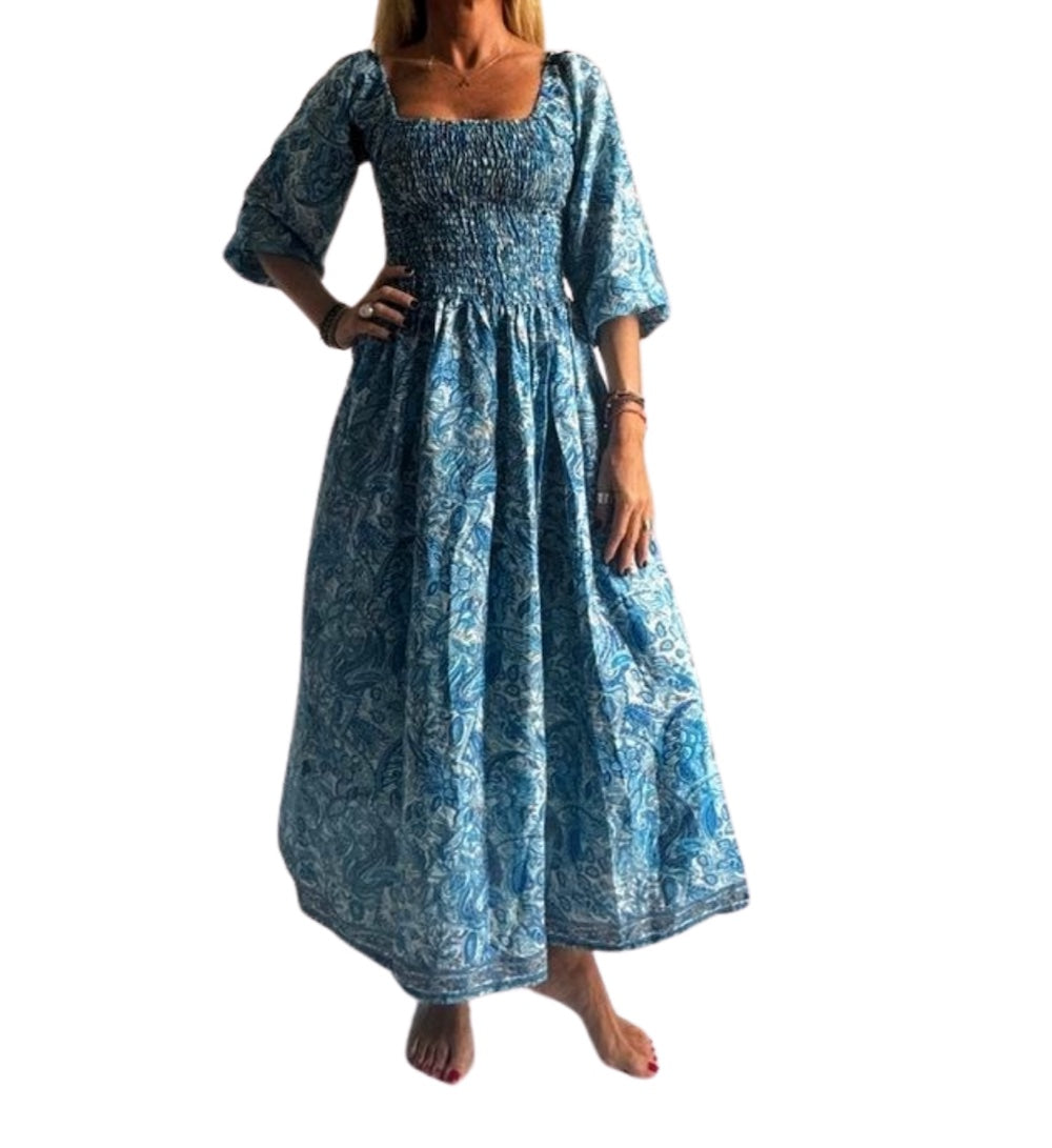 Vestido indio estampado de seda