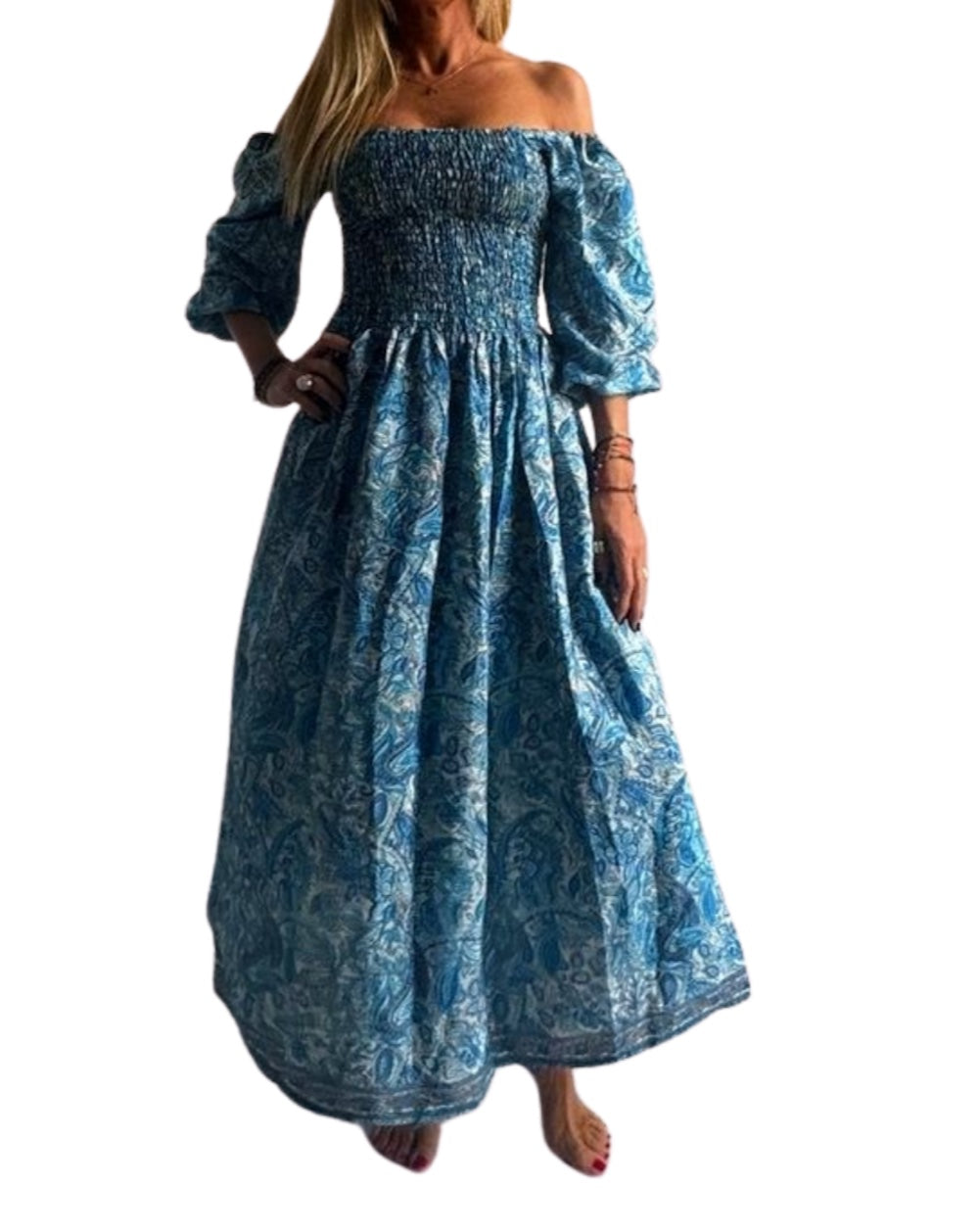 Vestido indio estampado de seda
