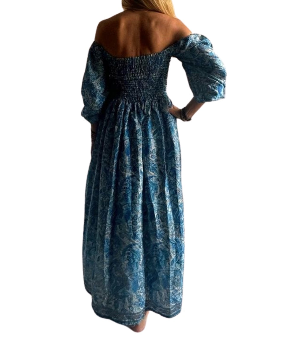 Vestido indio estampado de seda