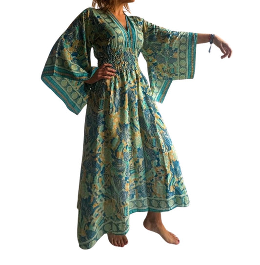 Vestido indio estampado de seda