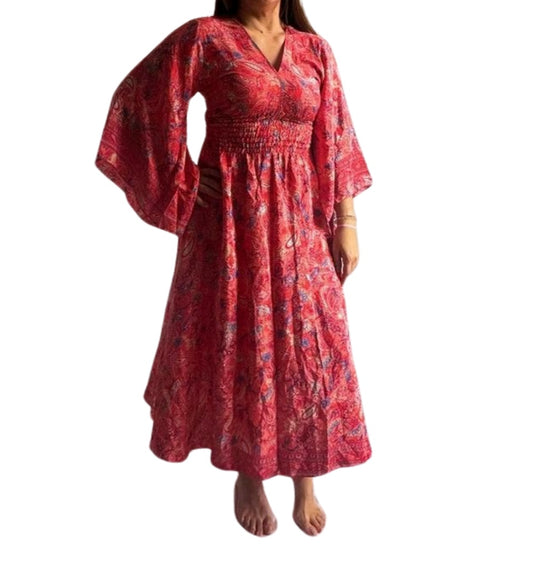 Vestido indio estampado de seda