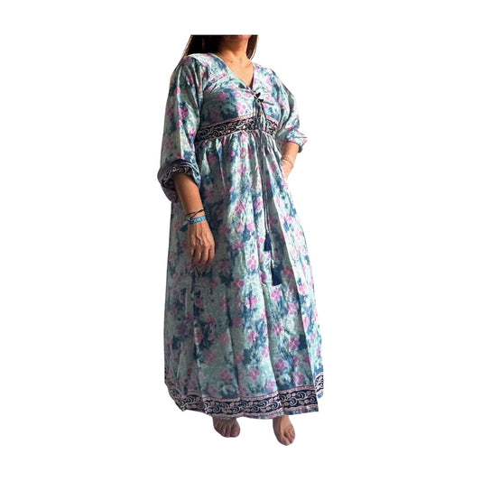 Vestido indio estampado de seda