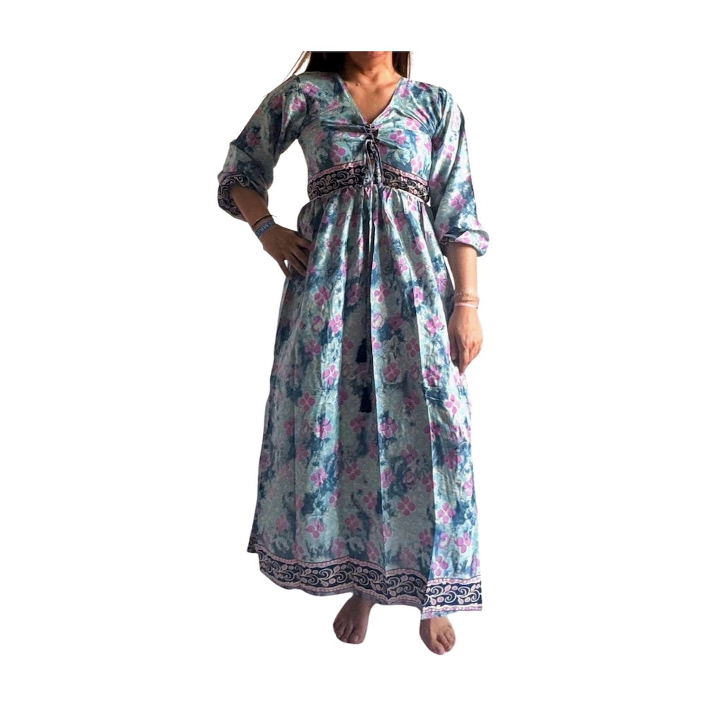 Vestido indio estampado de seda