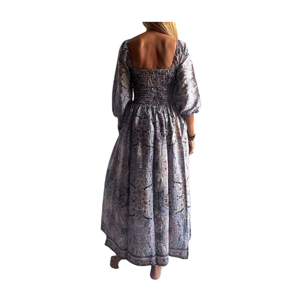 Vestido indio estampado de seda
