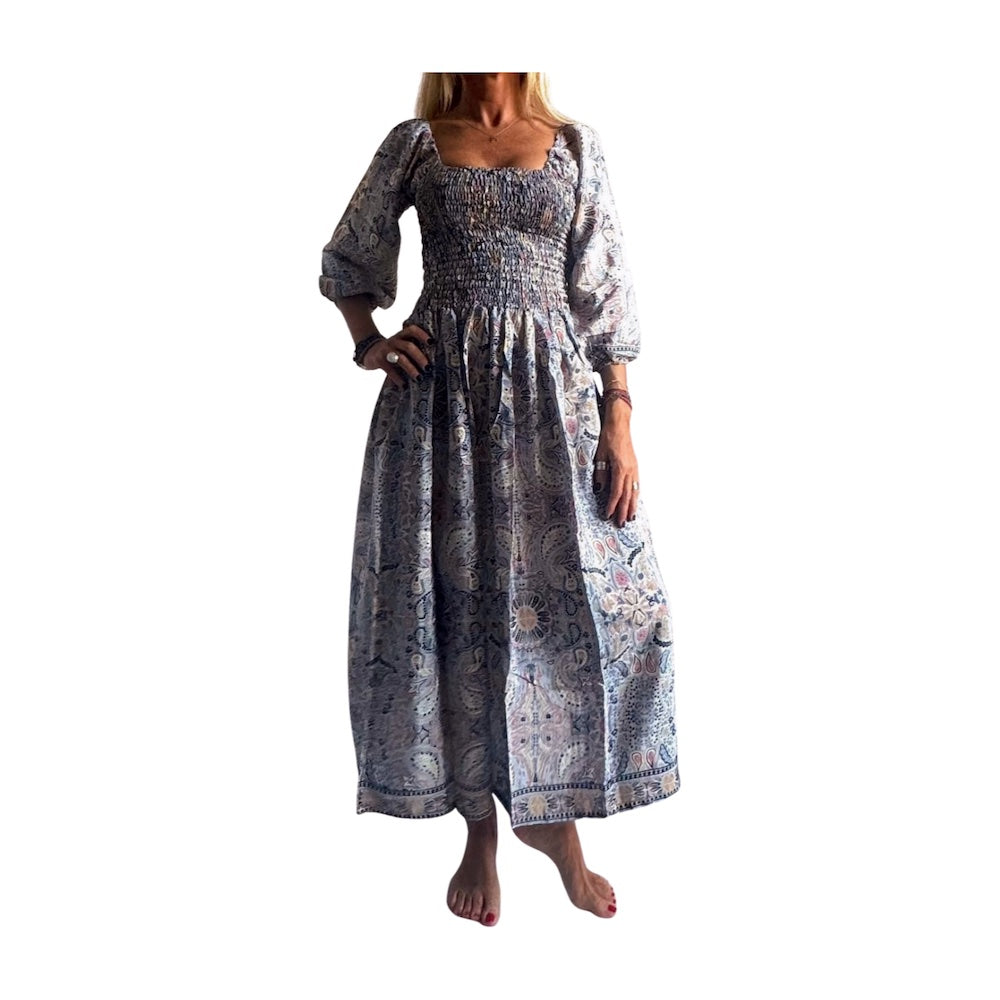 Vestido indio estampado de seda