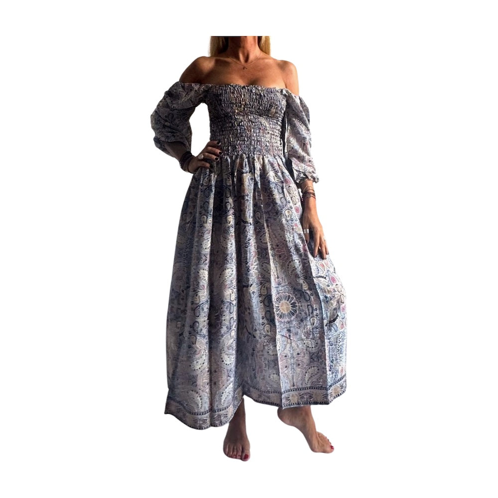 Vestido indio estampado de seda