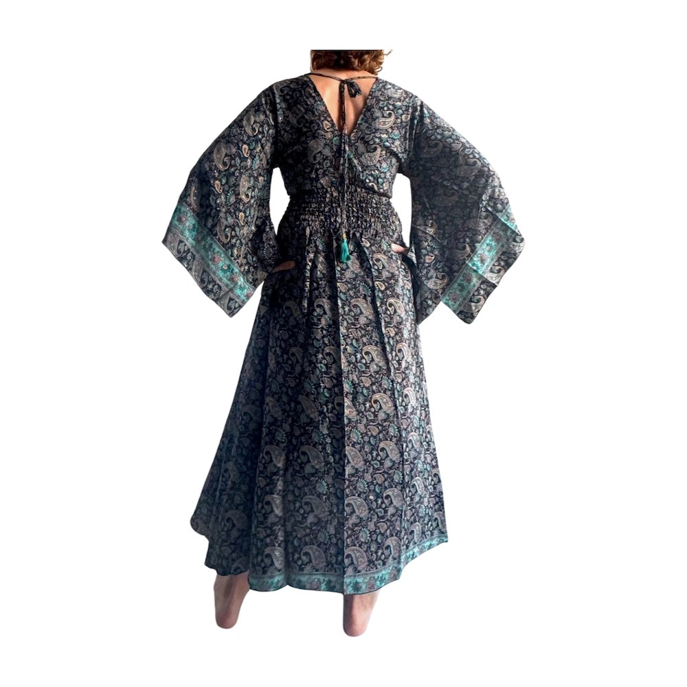Vestido indio estampado de seda
