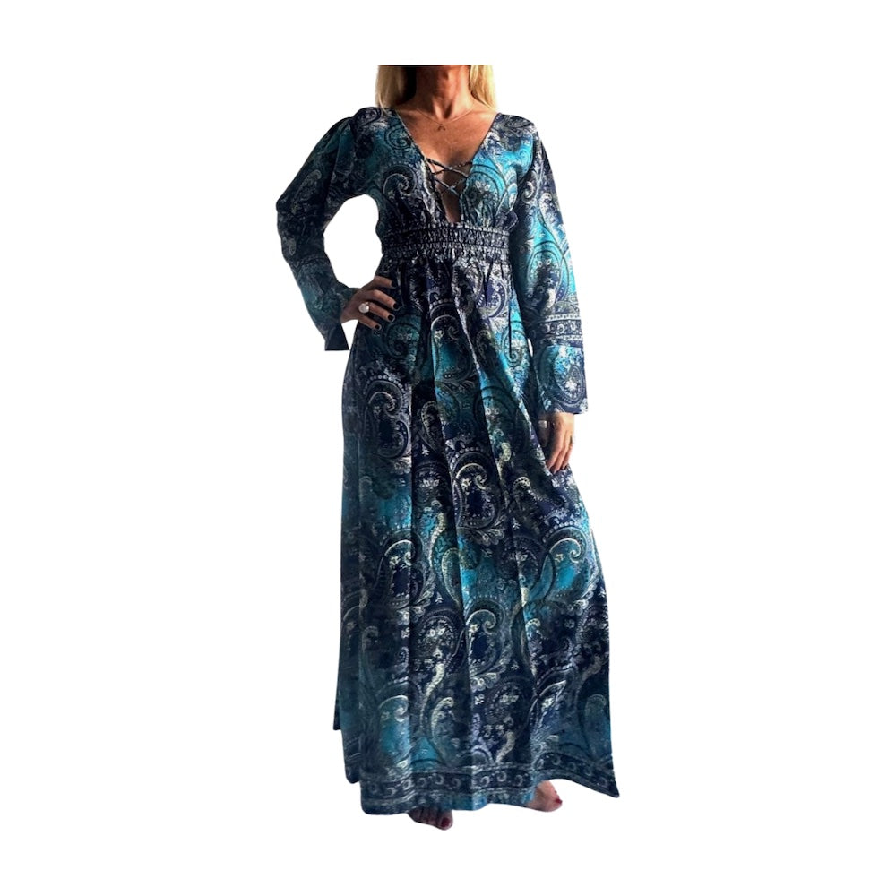 Vestido indio estampado de seda