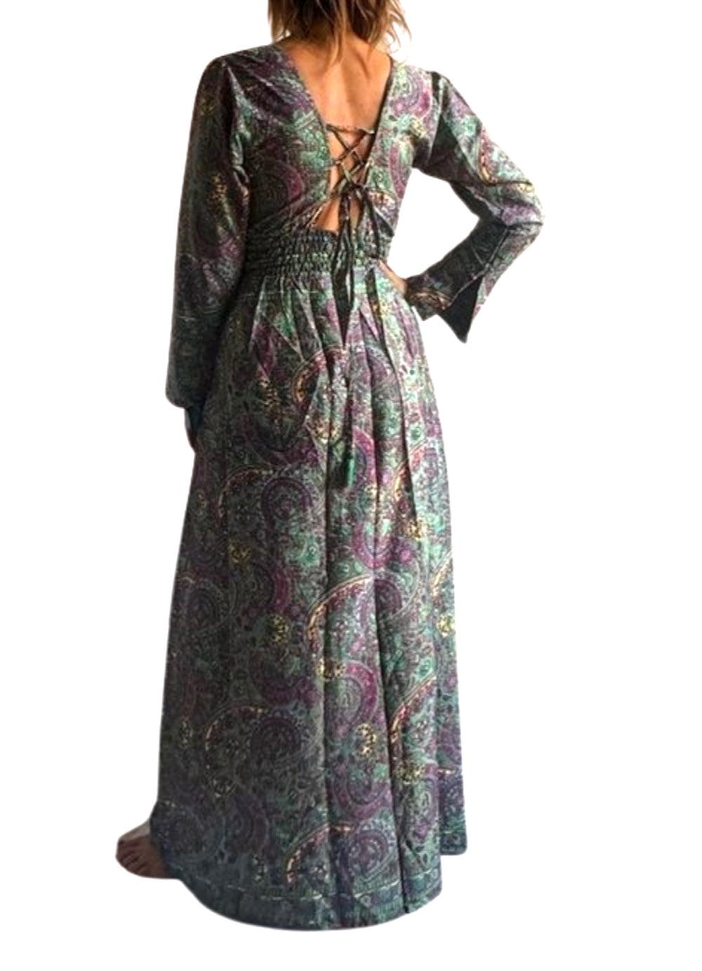 Vestido indio estampado de seda