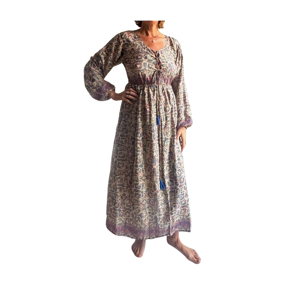 Vestido indio estampado de seda