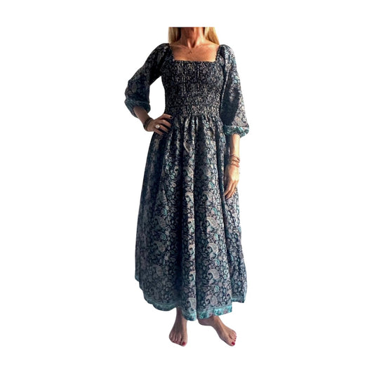 Vestido indio estampado de seda