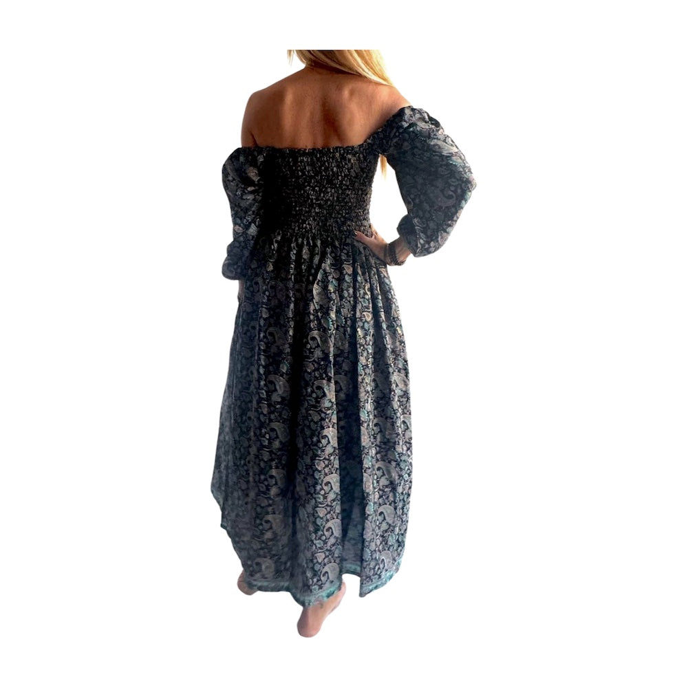 Vestido indio estampado de seda
