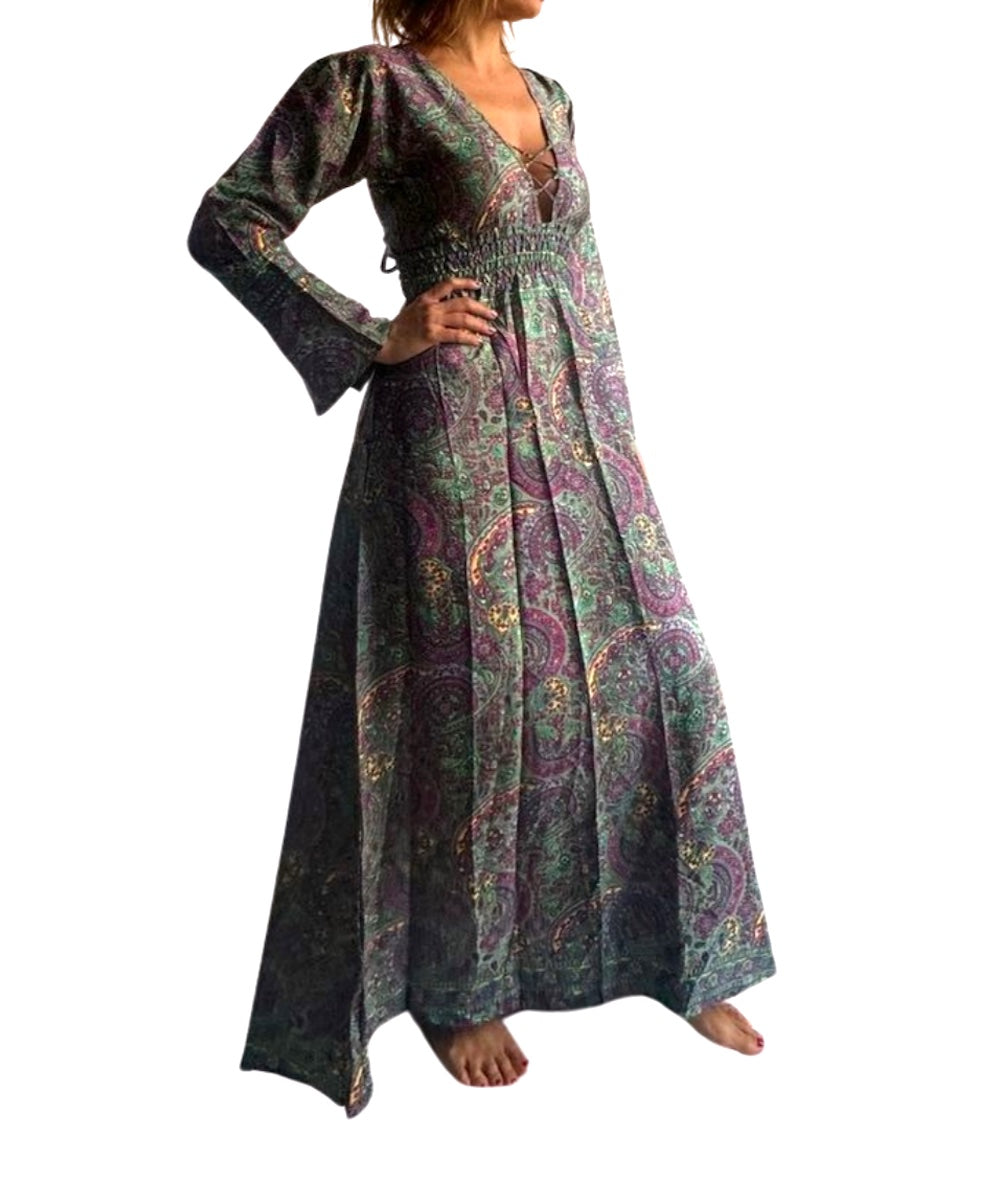 Vestido indio estampado de seda