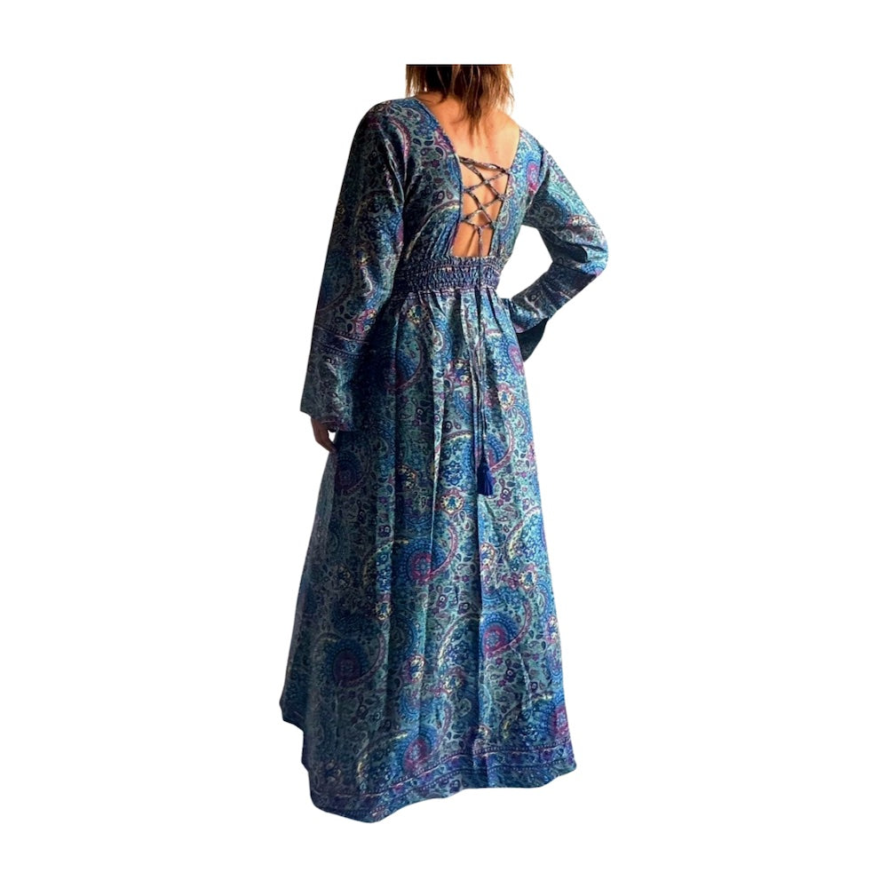 Vestido indio estampado de seda