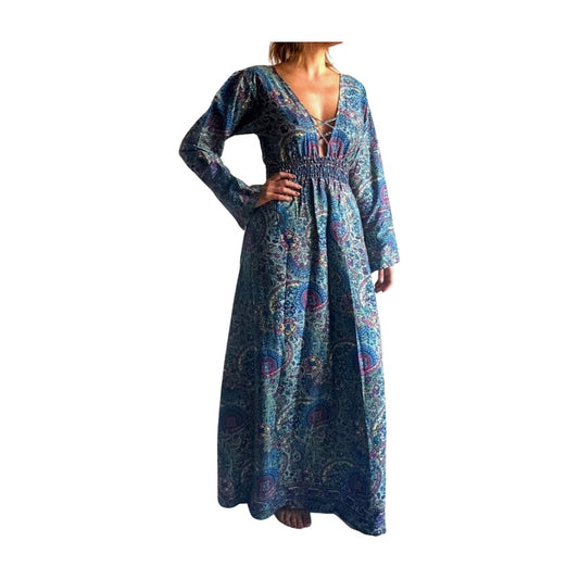 Vestido indio estampado de seda