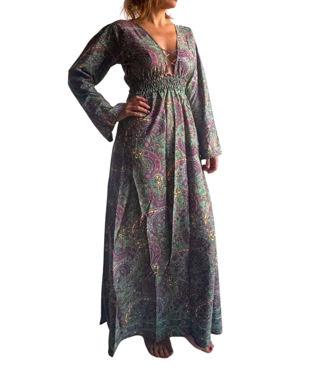 Vestido indio estampado de seda