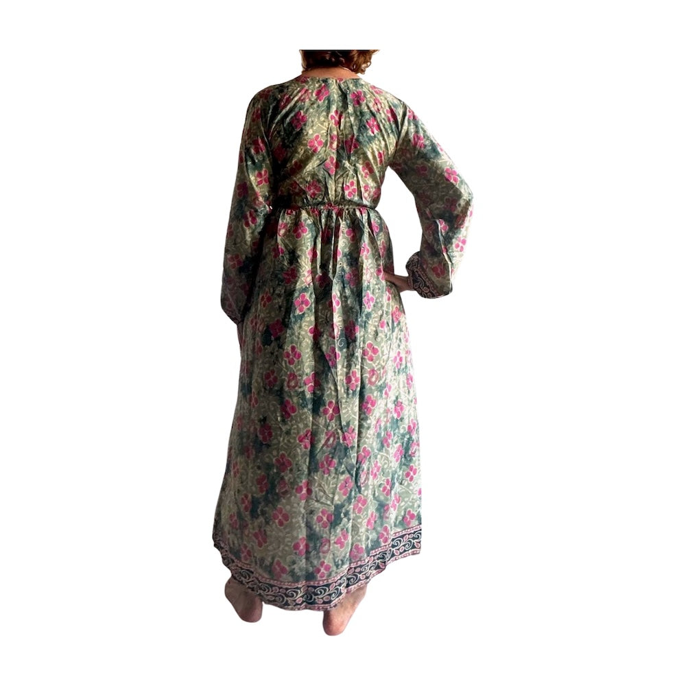 Vestido indio estampado de seda