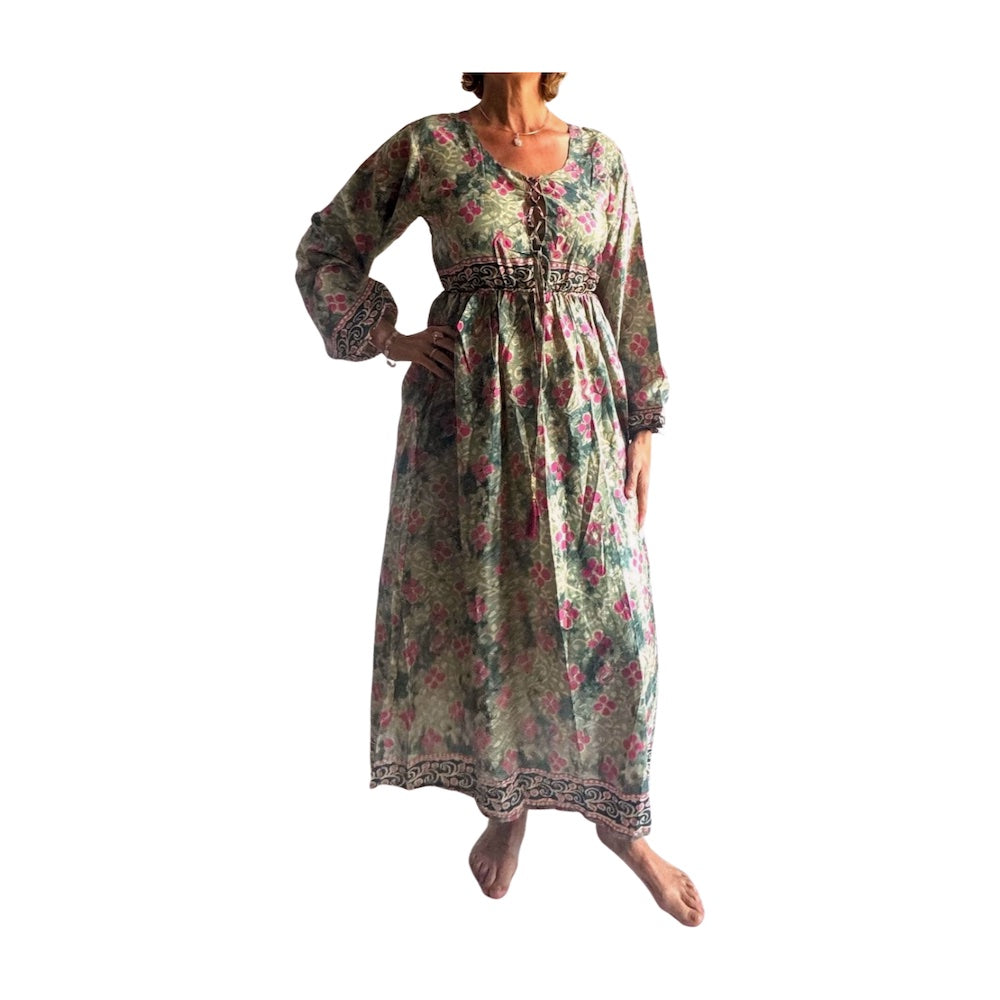 Vestido indio estampado de seda