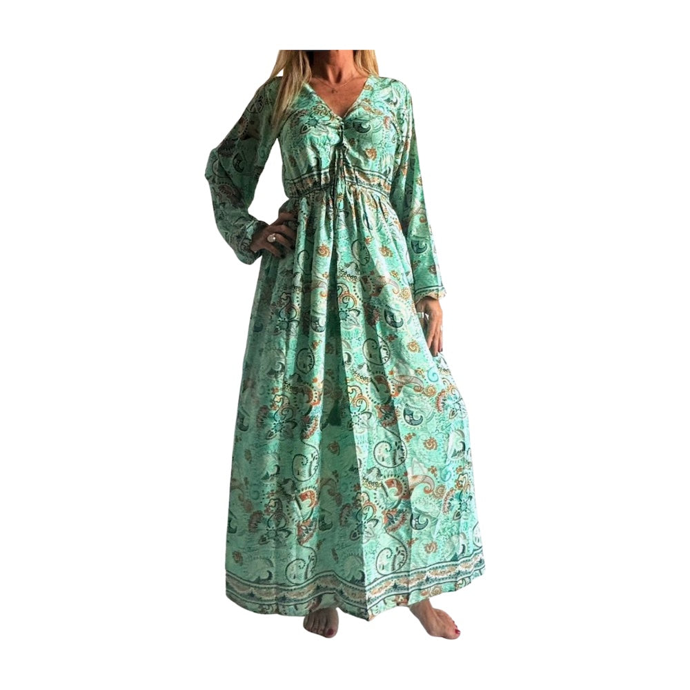 Vestido indio estampado de seda