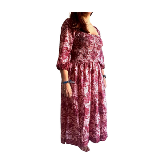 Vestido indio estampado de seda