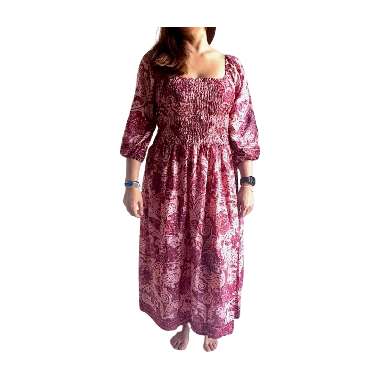 Vestido indio estampado de seda