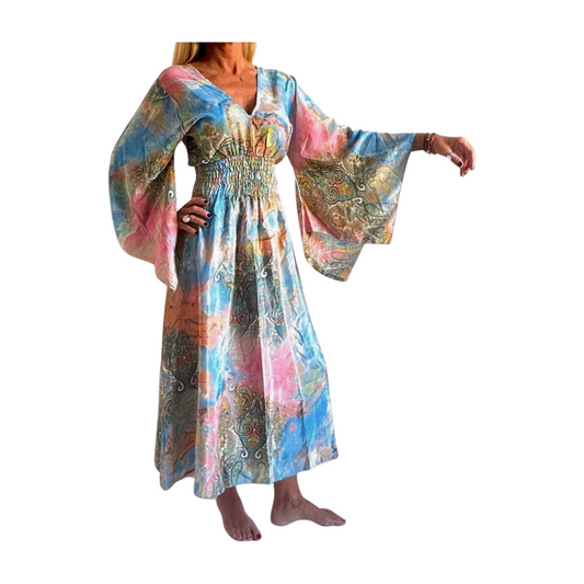 Vestido indio estampado de seda
