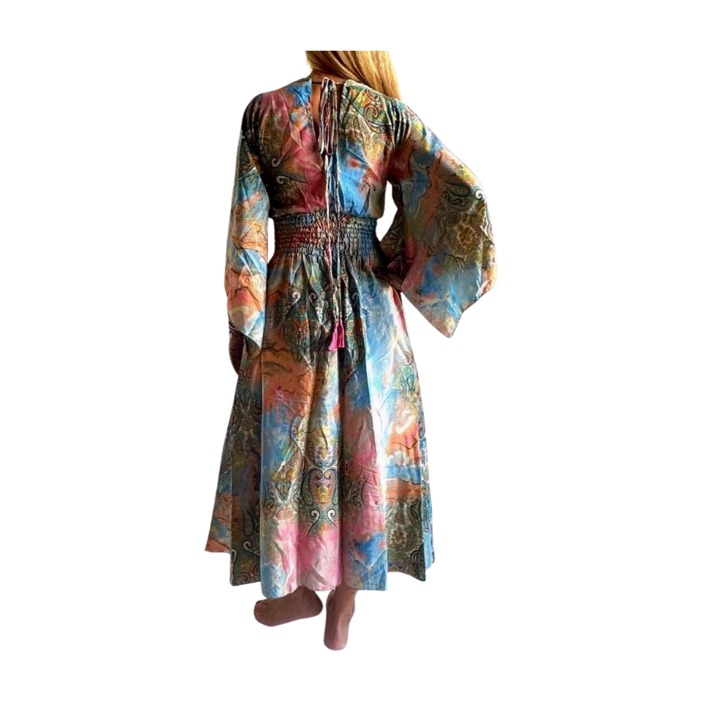 Vestido indio estampado de seda