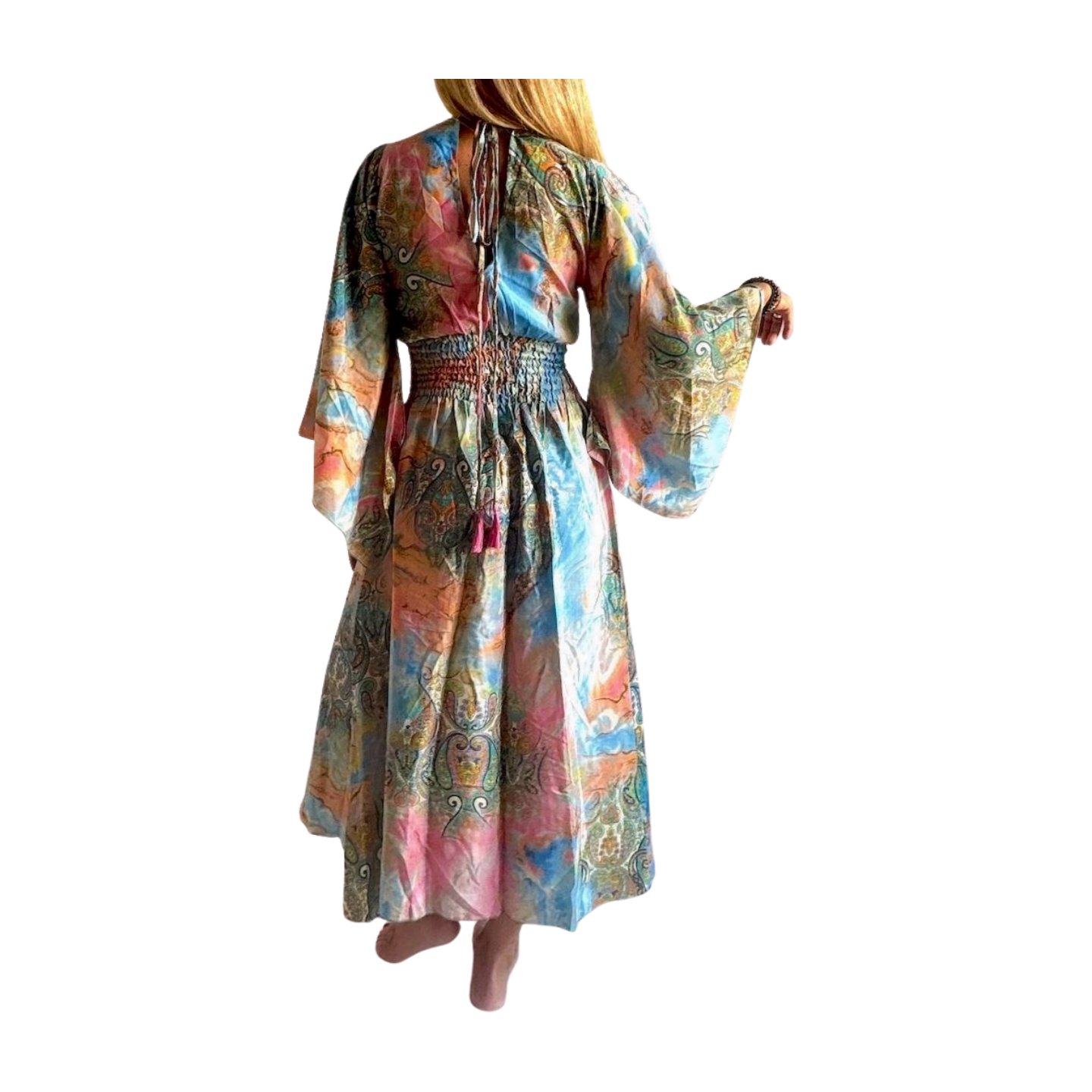 Vestido indio estampado de seda