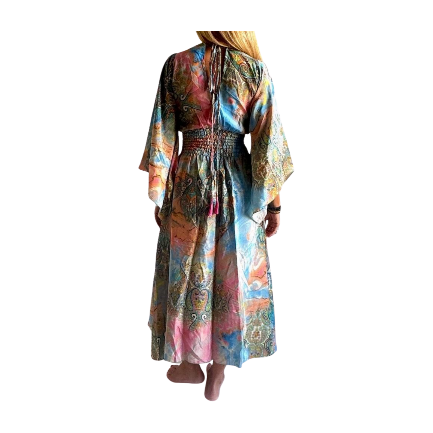 Vestido indio estampado de seda