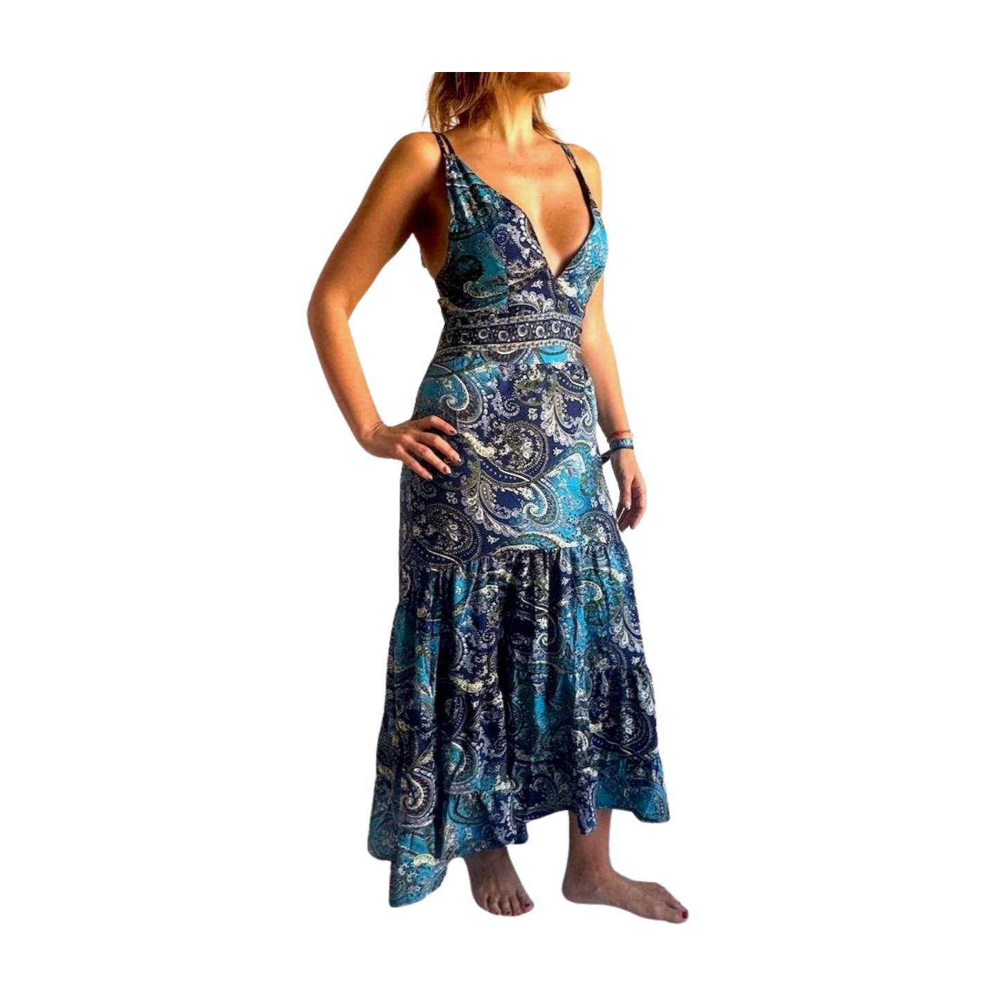 Vestido indio estampado de seda