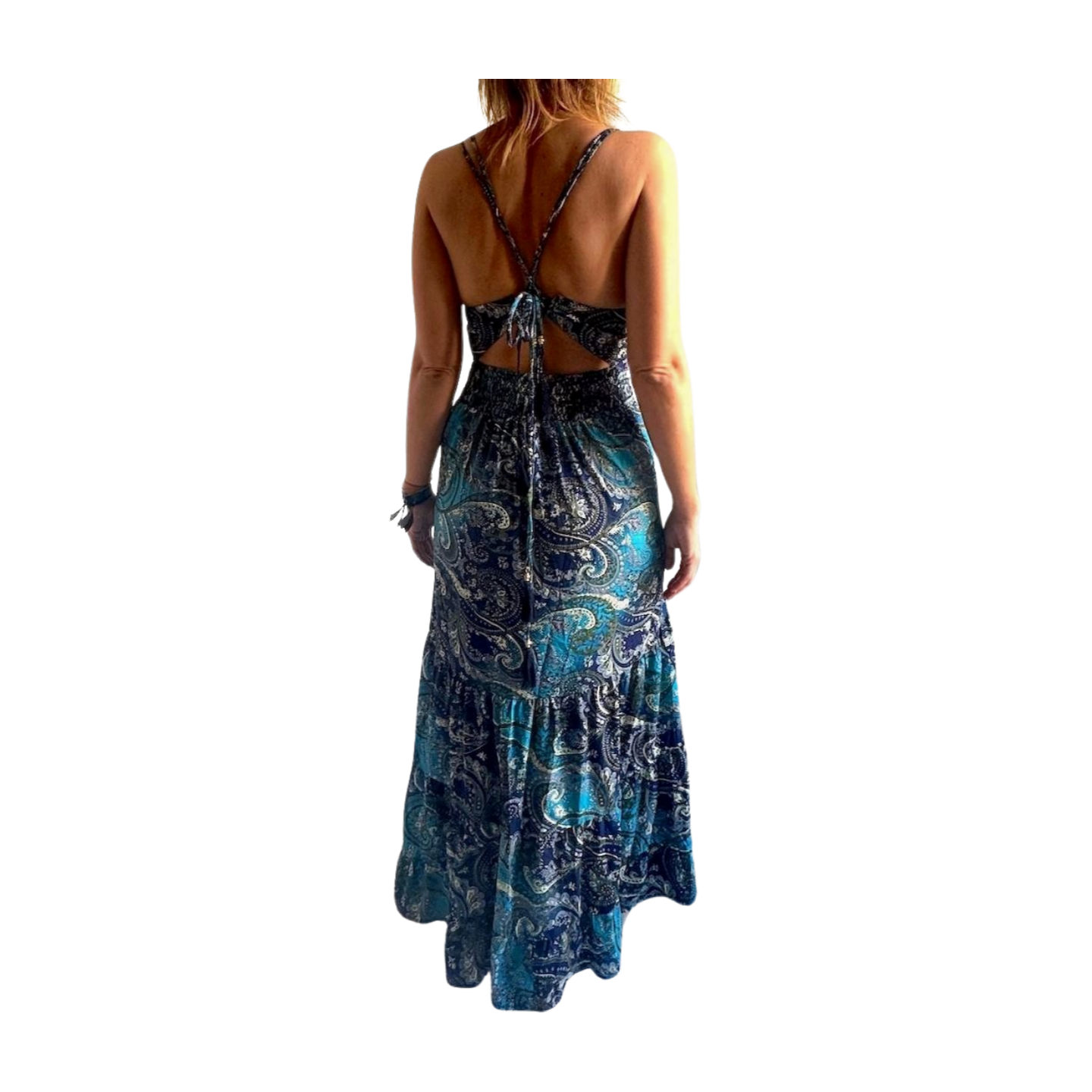 Vestido indio estampado de seda