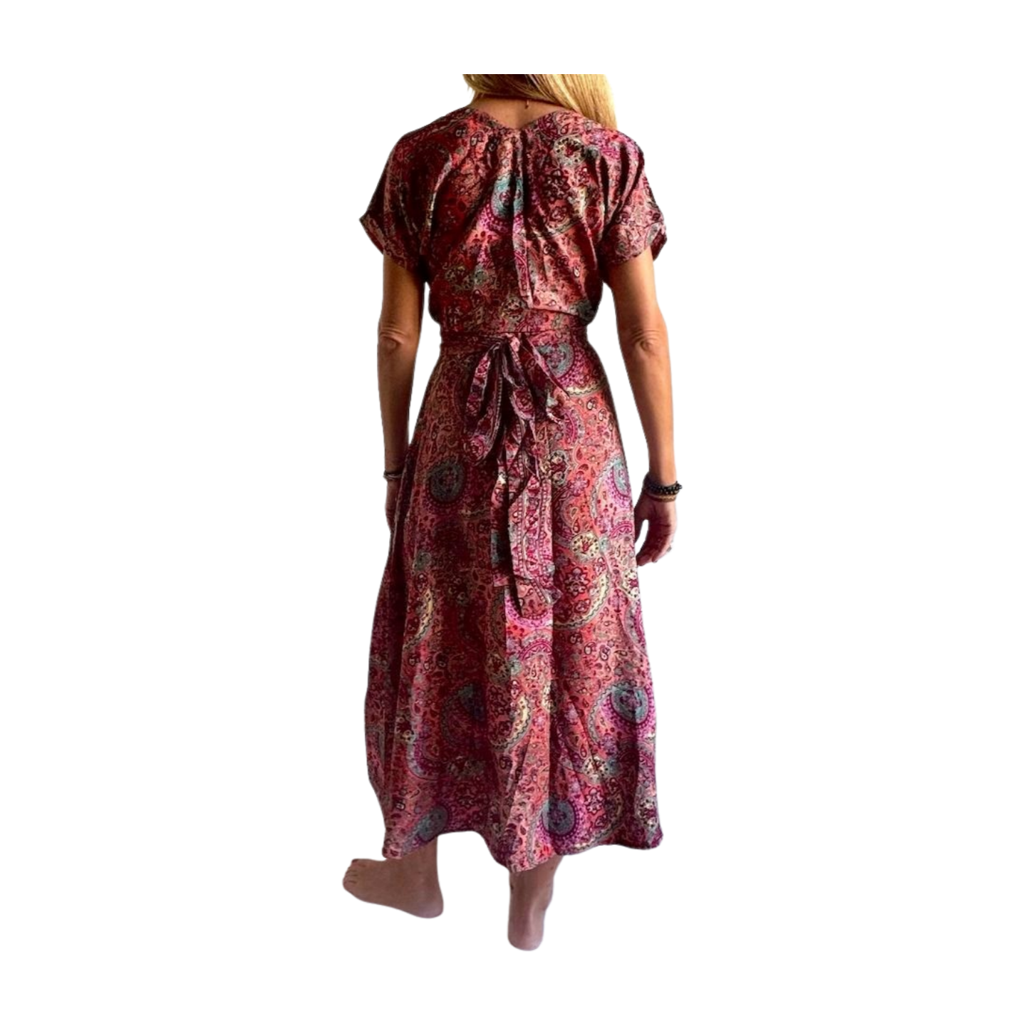 Vestido indio estampado de seda