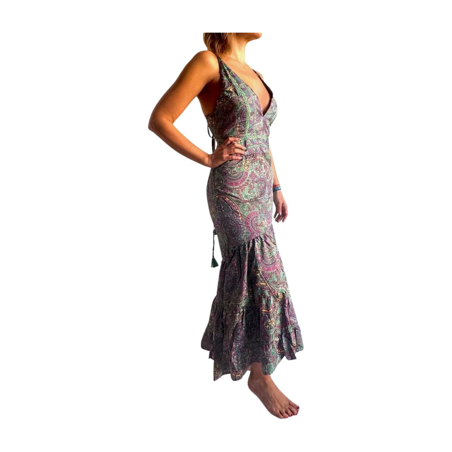 Vestido indio estampado de seda