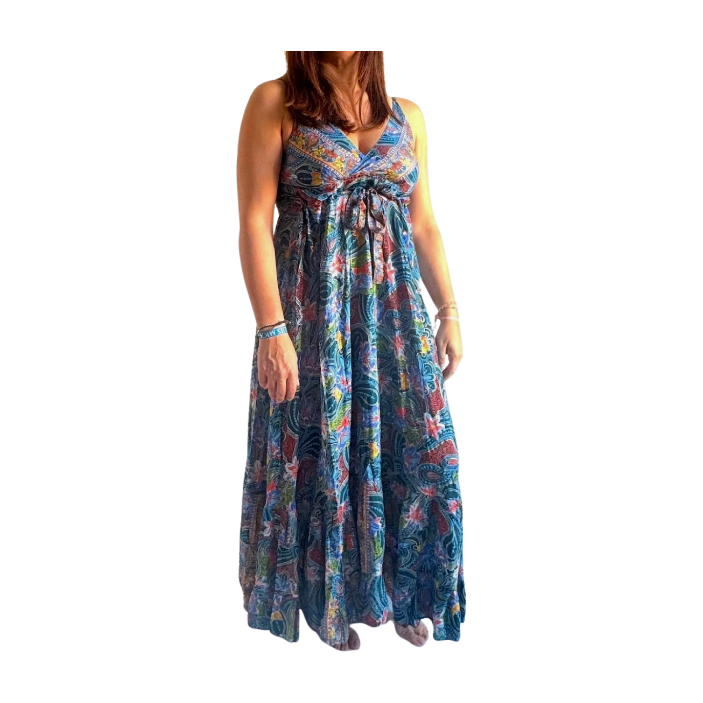 Vestido indio estampado de seda