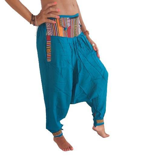 Pantalón afgano indio con bolsillo con cremallera