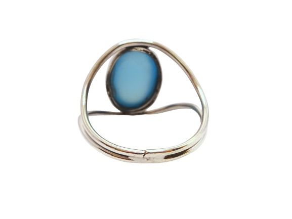 Anillo de plata de la India con calcedonia