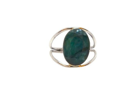 Anillo de plata de la India con esmeralda