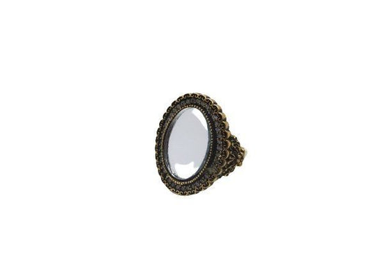 Anillo de plata bañada de la India con espejo