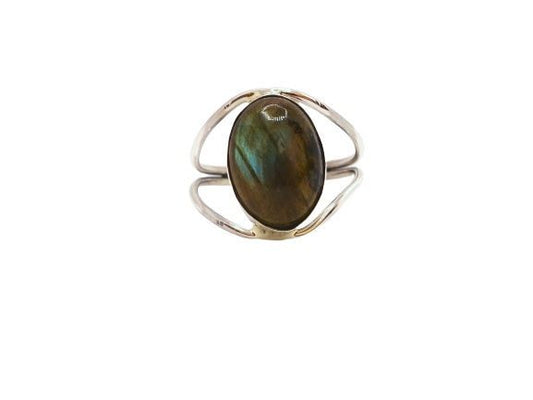 Anillo de plata de la India con labradorita