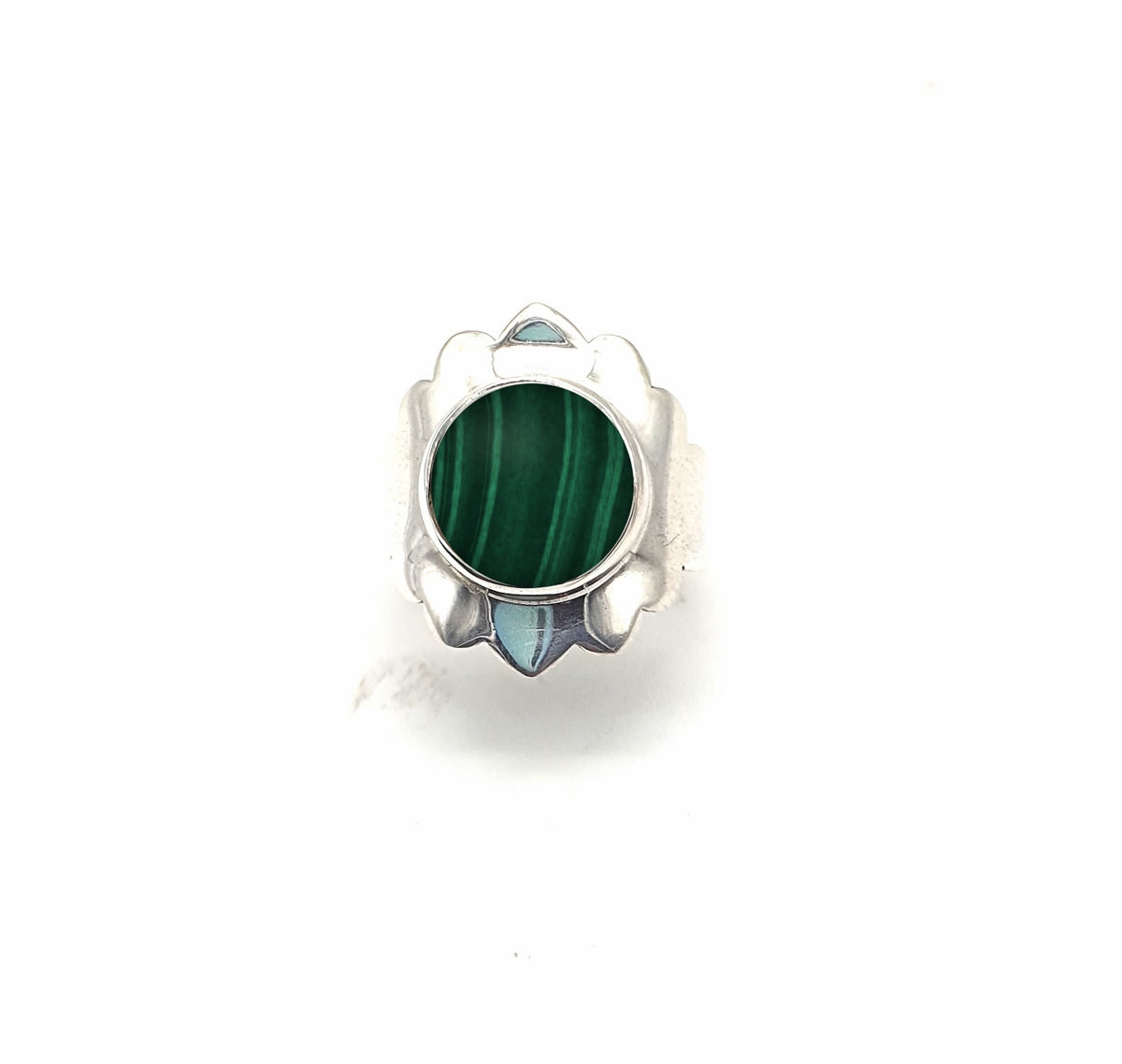 Anillo de Plata de la India con malaquita