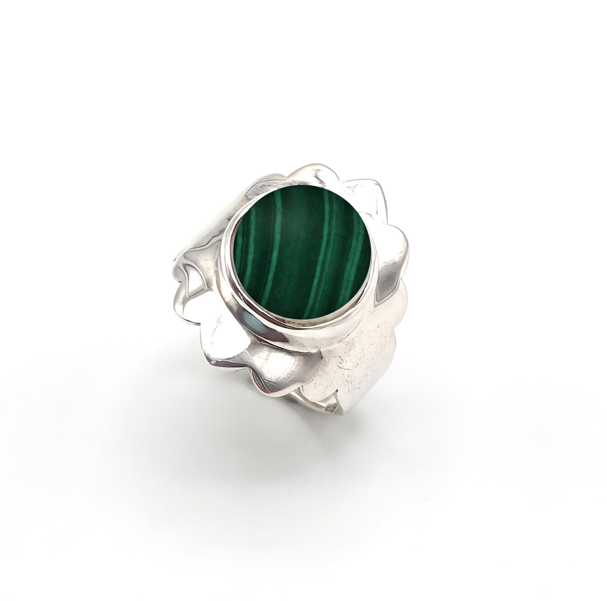 Anillo de Plata de la India con malaquita