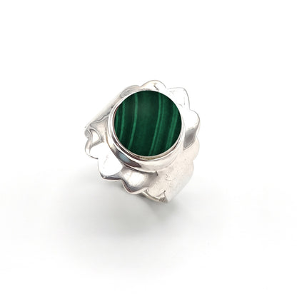 Anillo de Plata de la India con malaquita