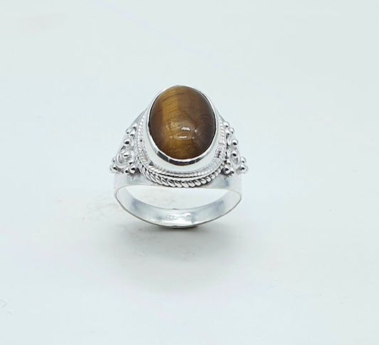 Anillo de Plata de la India con ojo de tigre
