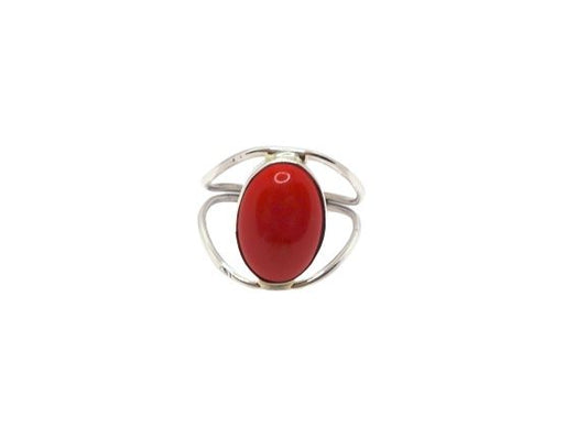 Anillo de plata de la India con coral